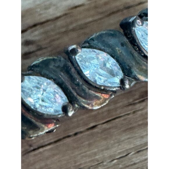 Vintage DBJ Sterling Silver GOLD VERMEIL Bracelet With Marquise Cubic Zirconia S - Picture 4 of 7